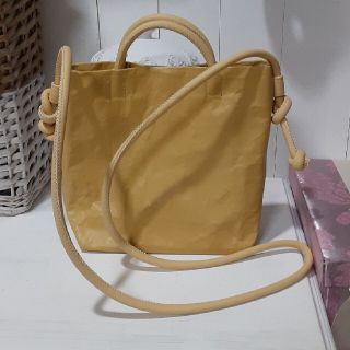 スタジオクリップ 完売PUペーパーライクミニショルダーバック新品 イエロー