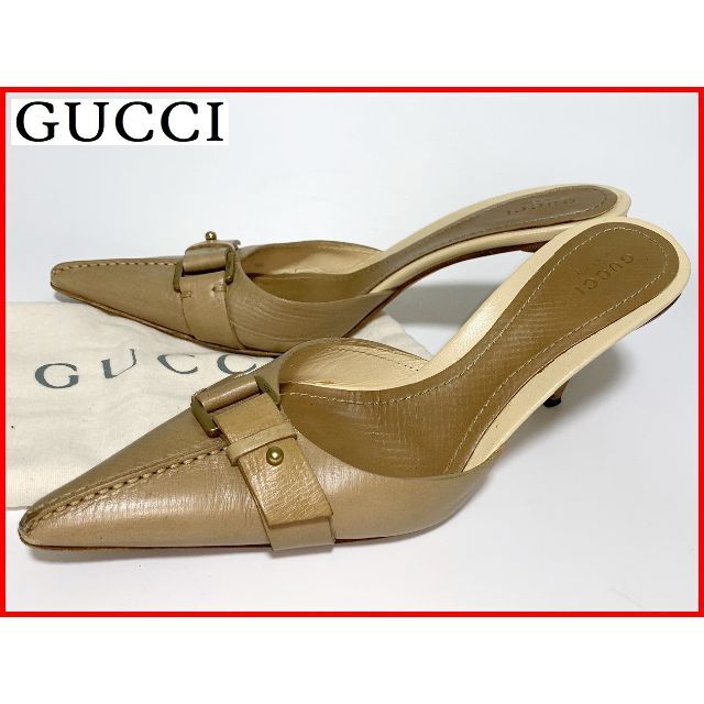 Gucci - 美品 GUCCI グッチ サンダル ミュール 7≒24cm 保存袋 茶 D2の