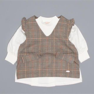 プティマイン(petit main)のpetit mainフリル袖ジレ&ブラウスセット90cm(Tシャツ/カットソー)