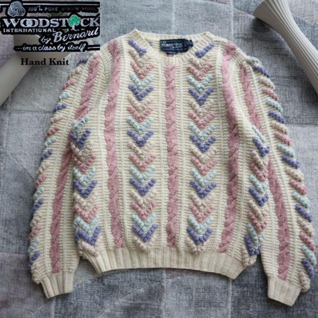 【Vintage】ニットセーター　Handknit　ウール100%　入手困難