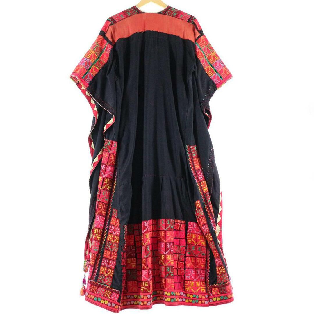 古着 60~70年代 UNKNOWN クロスステッチ ハンド刺繍 マキシ丈 Aラインワンピース アフガンドレス フリーサイズ ヴィンテージ /eaa206212