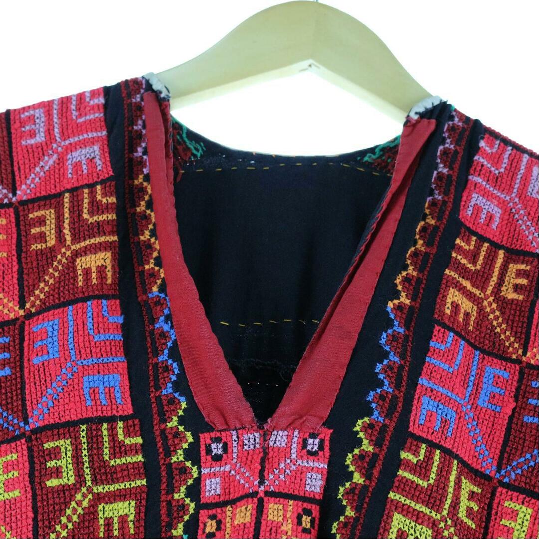 古着 60~70年代 UNKNOWN クロスステッチ ハンド刺繍 マキシ丈 Aラインワンピース アフガンドレス フリーサイズ ヴィンテージ /eaa206212