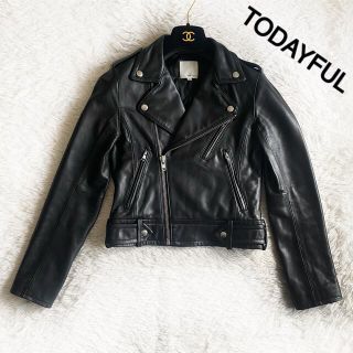 トゥデイフル(TODAYFUL)のTODAYFUL トゥデイフル ライダース リアルレザー 羊革 黒 S(ライダースジャケット)