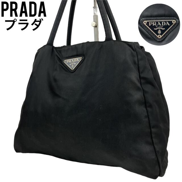 ✨良品 PRADA プラダ トートバッグ ブラック 黒 ナイロン レザー 手提げ-