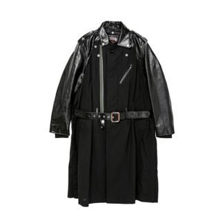 サカイ(sacai)のSchottエディション ブラック Suiting レザージャケット(ライダースジャケット)