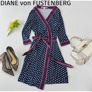 ダイアンフォンファステンバーグ(DIANE von FURSTENBERG)のDIAN von FUSTENBERG■ラップドレス■シルク100%■極美品■M(ひざ丈ワンピース)