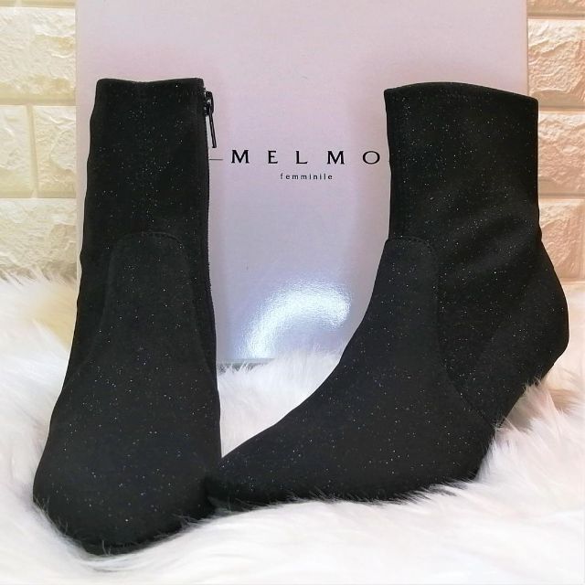 靴/シューズメルモ MELMO ストレッチショートブーツ （Bラメ）23.5cm 新品