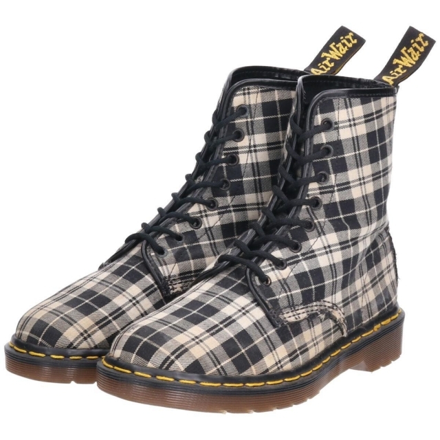 古着 ドクターマーチン Dr.Martens チェック柄 8ホールブーツ 英国製 ...