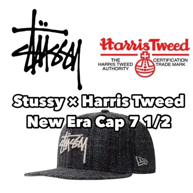 メンズstussy × newera × harris tweed ハリスツイード