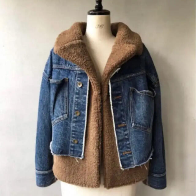 Ameri VINTAGE(アメリヴィンテージ)のアメリヴィンテージ  MOUTON LAYERED DENIM JACKET S レディースのジャケット/アウター(Gジャン/デニムジャケット)の商品写真