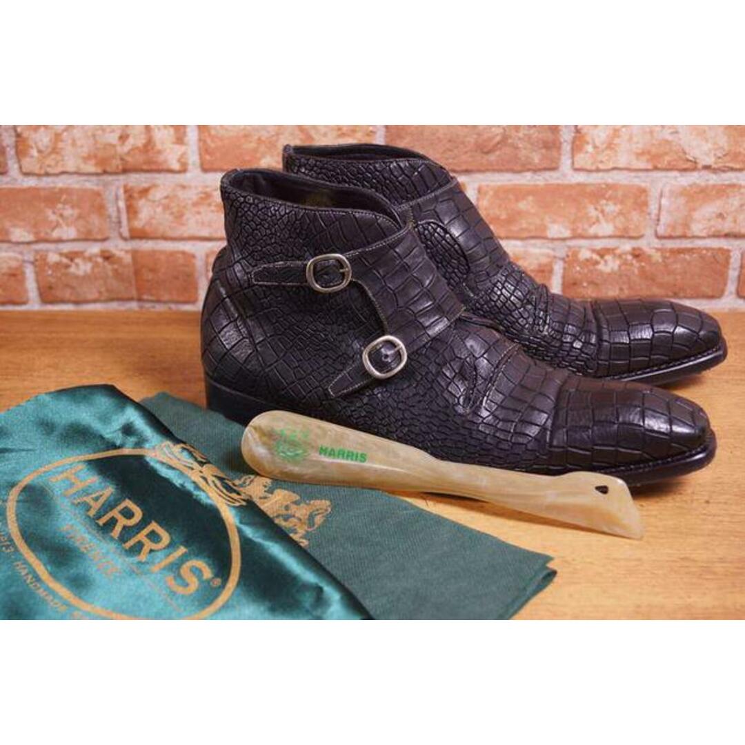 ハリス／HARRIS  ブーツ シューズ 靴 ビジネス メンズ 男性 男性用 レザー 革 本革 ブラック 黒 652 100th Anniversary Special Edition Croc Boots クロコダイル チャッカブーツ ダブルモンク