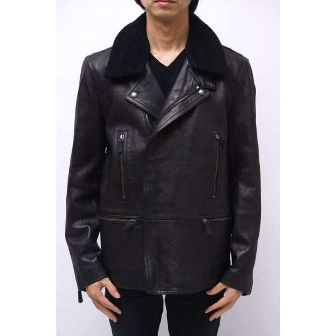 コーチ／COACH  ライダース ジャケット JKT アウター メンズ 男性 男性用 レザー 革 本革 ブラック 黒 8838555 Long Leather Moto With Shearling Collar ライダース ボア