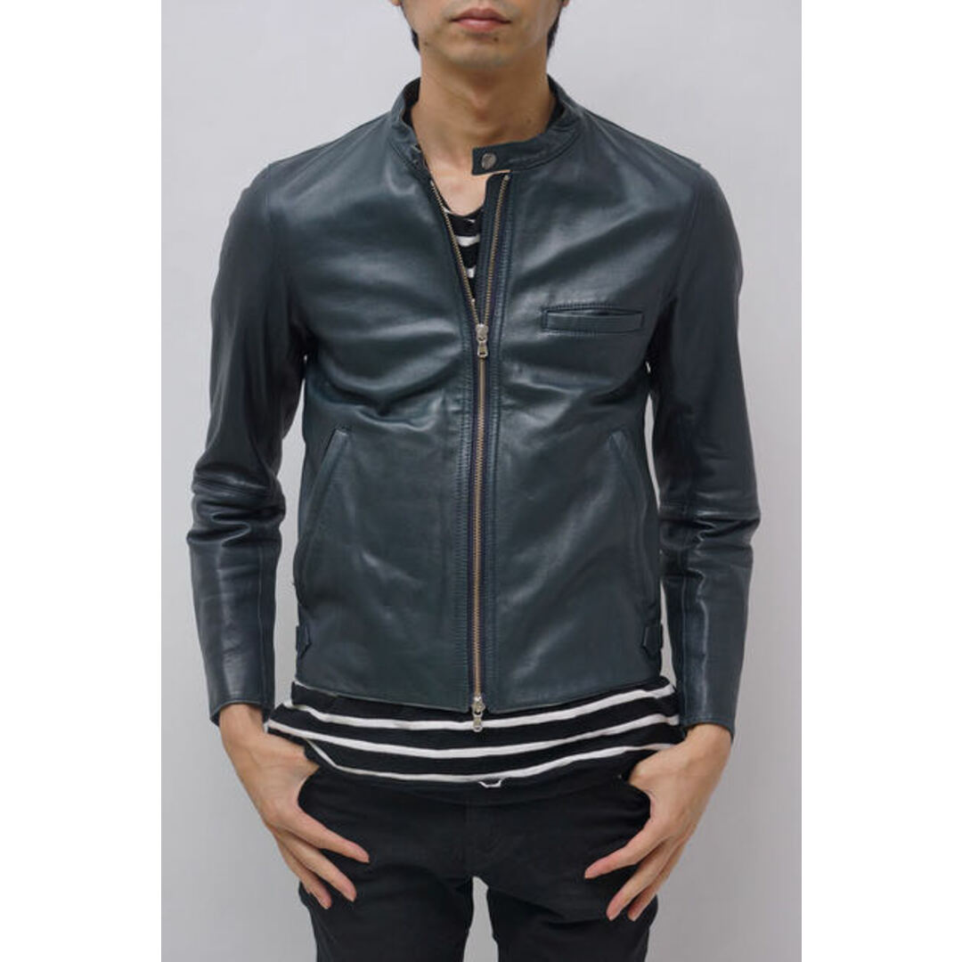 エディフィス／EDIFICE  ライダース ジャケット JKT アウター メンズ 男性 男性用 レザー 革 本革 ネイビー 紺 13-011-300-1032-3-0 シングルライダース 羊革 ラムレザー羊革裏地