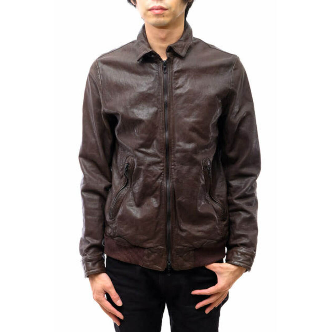 ナノユニバース/nano universe ライダース ジャケット JKT アウター メンズ 男性 男性用 レザー 革 本革 ダークブラウン 茶 ブラウン シングルライダース ヴィンテージ加工 山羊革 ゴートスキン NUC23LO247LL | フリマアプリ ラクマ