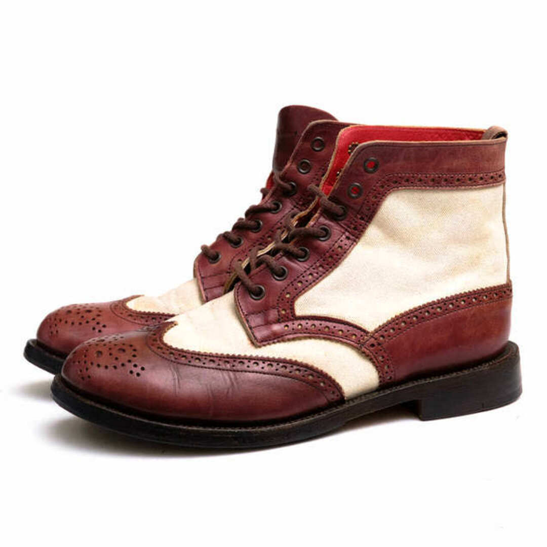 Trickers(トリッカーズ)のトリッカーズ／Tricker's ブーツ シューズ 靴 ビジネス メンズ 男性 男性用コットン 綿 キャンバス レザー 革 ブラウン 茶 YAMANE DELUXE別注モデル カントリーブーツ EVISU メンズの靴/シューズ(ブーツ)の商品写真