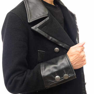 バックボーン／BACK BONE Pコート ジャケット JKT アウター メンズ 男性 男性用ウール 毛 ブラック 黒 メルトン 一部レザー コンチョ
