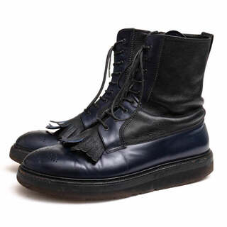アルマーニ(Armani)のアルマーニ／GIORGIO ARMANI サイドジップブーツ シューズ 靴 メンズ 男性 男性用レザー 革 本革 ブラック 黒 セミブローグ バイカラー(ブーツ)