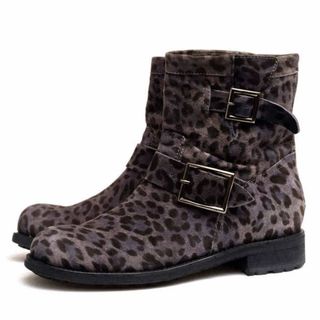 ジミーチュウ(JIMMY CHOO)のジミーチュウ／Jimmy Choo エンジニアブーツ シューズ 靴 レディース 女性 女性用スエード スウェード レザー 革 本革 グレー 灰色 レオパード(ブーツ)