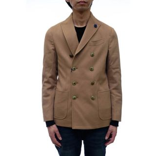 ラルディーニ(LARDINI)のラルディーニ／LARDINI テーラードジャケット ブレザー JKT アウター メンズ 男性 男性用ウール 毛 ブラウン 茶 ロロピアーナ・レインシステム ダブル Pコート ダブルブレスト(ダッフルコート)