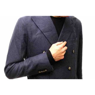 タリアトーレ／TAGLIATORE テーラードジャケット ブレザー JKT アウター メンズ 男性 男性用コットン 綿 キャンバス ネイビー 紺  1SMC20K-34UEG080 MONTECARLO モンテカルロ ダブルブレスト麻66％綿34％裏地