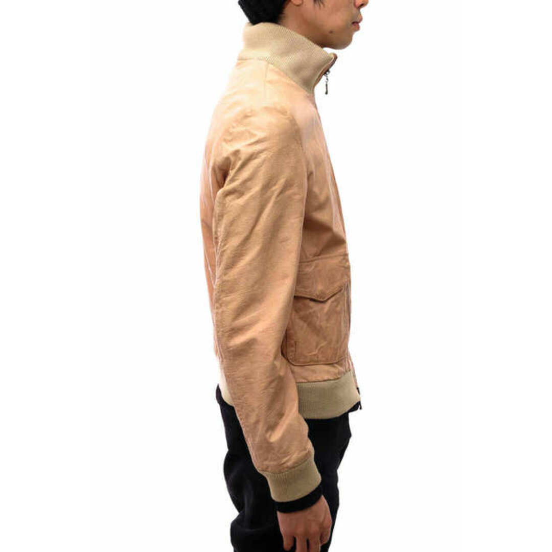 トゥモローランド/TOMORROWLAND フライトジャケット JKT アウター ミリタリー メンズ 男性 男性用レザー 革 本革 ベージュ 水牛革 ライダース ダブルジップ A-2 リブ