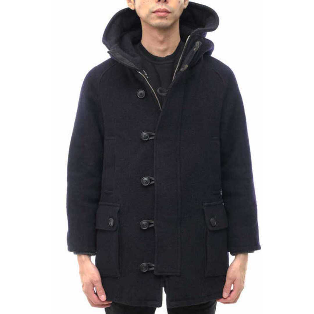 イール／EEL ダッフルコート ジャケット JKT アウター メンズ 男性 男性用ウール 毛 ネイビー 紺  Aurora Man Coat 3.0 オーロラマンコート リブ フード付き ボアジャケット/アウター