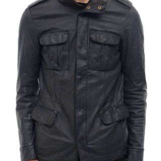 シシ(sisi)のシシ／Sisii ブルゾン ジャケット JKT アウター メンズ 男性 男性用レザー 革 本革 ブラック 黒  M-65 Leather Jacket ミリタリー ウォッシュ加工 M-65 ミリタリー フード付き(ダッフルコート)