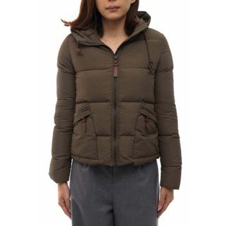 タトラス(TATRAS)のタトラス／TATRAS ダウンジャケット JKT アウター レディース 女性 女性用レザー 革 本革 オリーブ カーキ  レザー切替デザイン フード付き ミリタリー(ロングコート)