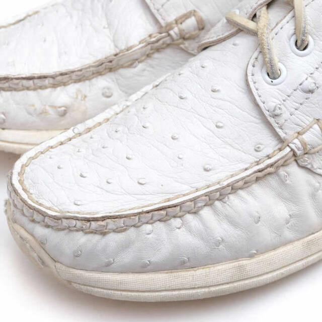 ビズビム／VISVIM シューズ デッキシューズ 靴 メンズ 男性 男性用オーストリッチ レザー 革 本革 ホワイト 白  Hockney Ostrich-Folk
