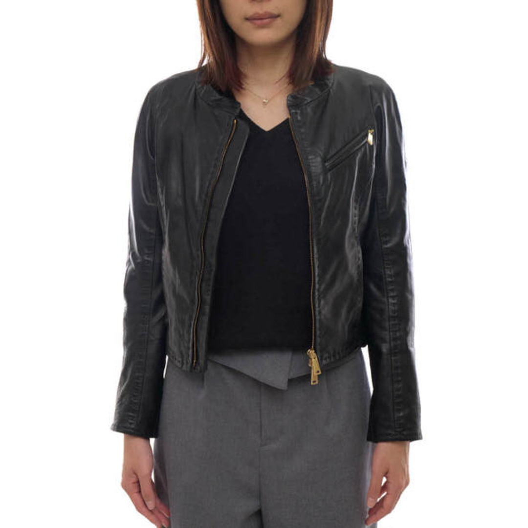 DSQUARED2 コーティングジャケット シングルライダース 黒 /P354-