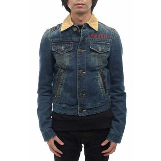 ディースクエアード(DSQUARED2)のディースクエアード／DSQUARED2 トラッカージャケット Gジャン 3rd JKT アウター メンズ 男性 男性用コットン 綿 キャンバス レザー 革 ブルー 青  Gジャン コーデュロイ デニム(ダッフルコート)