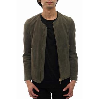 エディフィス／EDIFICE ブルゾン ジャケット JKT アウター メンズ 男性 男性用スエード スウェード レザー 革 本革 オリーブ カーキ  15-011-312-5020-3-0 ノーカラー