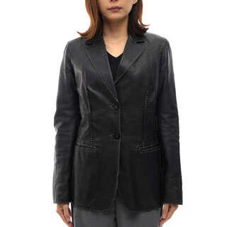 フェンディ(FENDI)のフェンディ／FENDI テーラードジャケット ブレザー JKT アウター レディース 女性 女性用レザー 革 本革 ブラック 黒  2つボタン シングルブレスト(ロングコート)