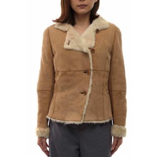 ロエベ(LOEWE)のロエベ／LOEWE コート ジャケット JKT アウター レディース 女性 女性用レザー 革 本革 ベージュ  ムートン(ロングコート)