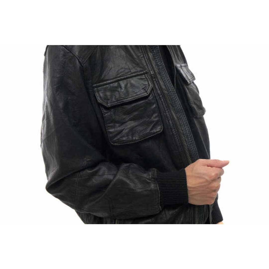 Michael Kors(マイケルコース)のマイケルコース／Michael Kors シングルライダース ジャケット JKT アウター メンズ 男性 男性用レザー 革 本革 ブラック 黒  リブ メンズのジャケット/アウター(ダッフルコート)の商品写真