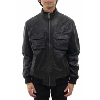 マイケルコース(Michael Kors)のマイケルコース／Michael Kors シングルライダース ジャケット JKT アウター メンズ 男性 男性用レザー 革 本革 ブラック 黒  リブ(ダッフルコート)