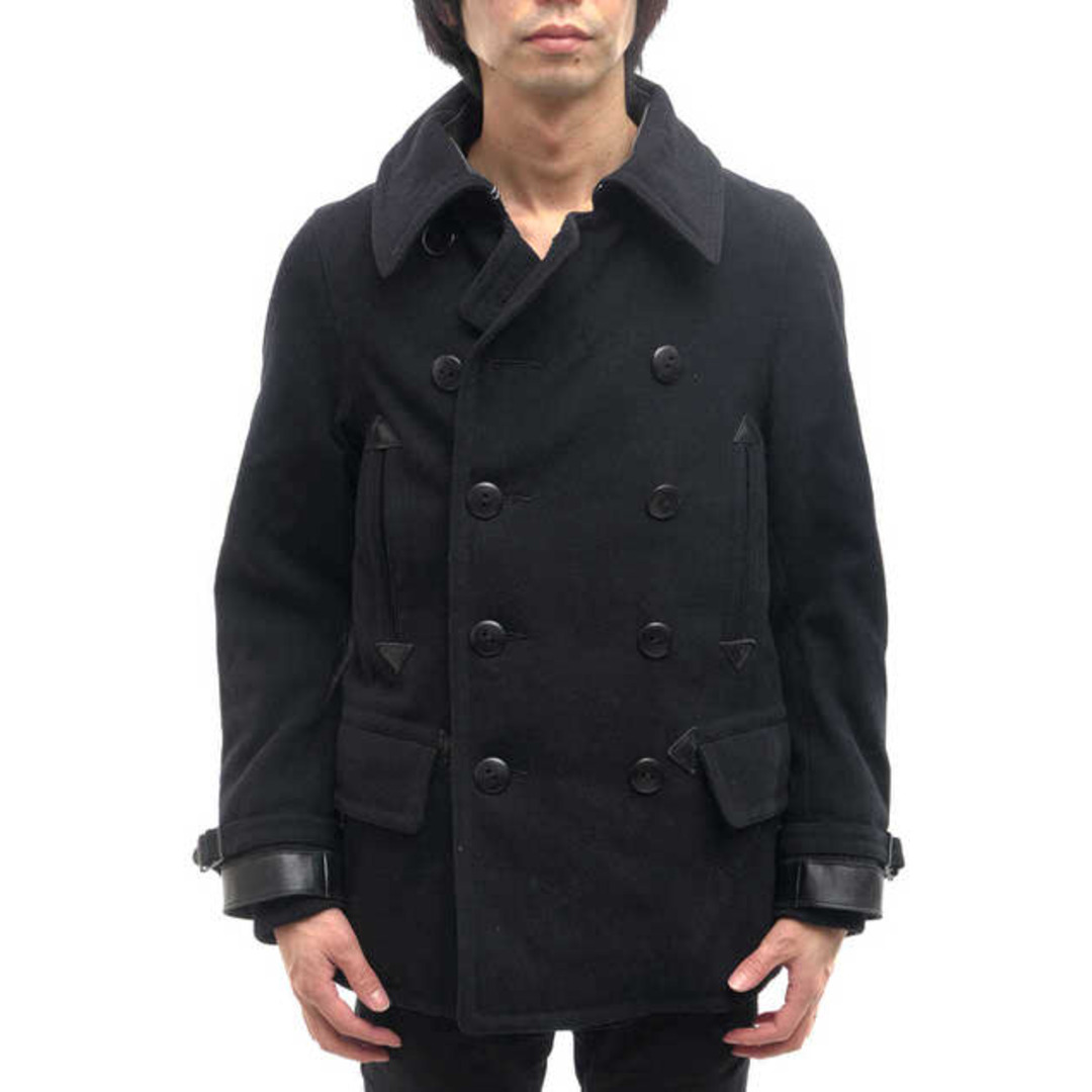 毛90％ナイロン10％皮革部分ナイジェルケーボン／Nigel Cabourn Pコート ジャケット JKT アウター メンズ 男性 男性用ウール 毛 ブラック 黒  8020030100