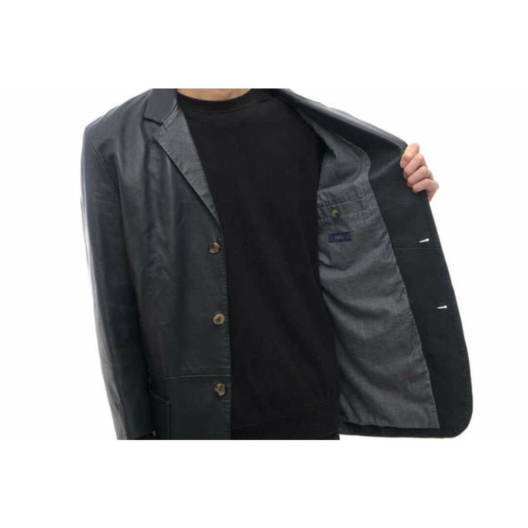 SHIPS(シップス)のシップス／SHIPS テーラードジャケット ブレザー JKT アウター メンズ 男性 男性用レザー 革 本革 ブラック 黒  114-33-0013 3つボタン シングルブレスト メンズのジャケット/アウター(ダッフルコート)の商品写真