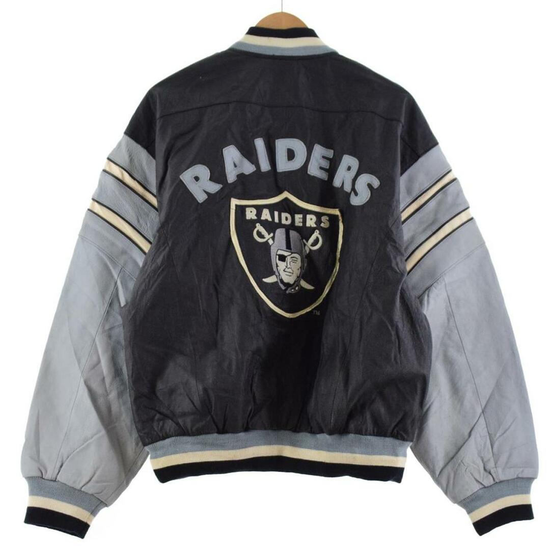 古着 MIRAGE NFL RAIDERS レイダーズ オールレザースタジャン メンズL