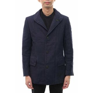 サンローラン(Saint Laurent)のサンローラン／YVES SAINT LAURENT テーラードジャケット ブレザー JKT アウター メンズ 男性 男性用コットン 綿 キャンバス ネイビー 紺  YV340-Y200 ショールカラー 中綿(ダッフルコート)