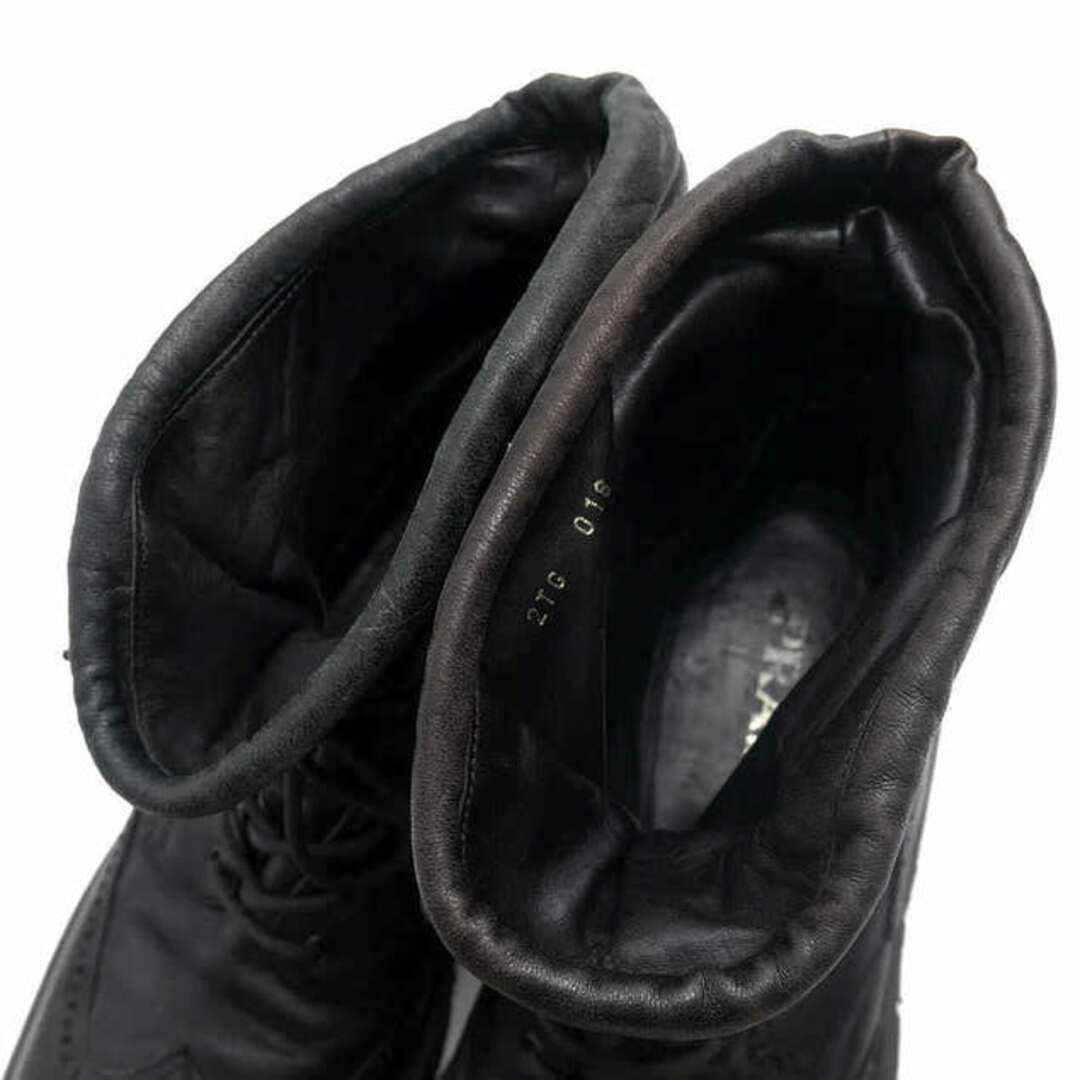 PRADA(プラダ)のプラダ／PRADA レースアップブーツ シューズ 靴 メンズ 男性 男性用レザー 革 本革 ブラック 黒  2TG 018 ウイングチップ メンズの靴/シューズ(ブーツ)の商品写真