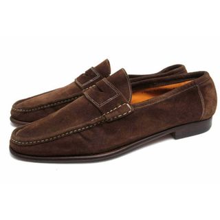 サントーニ(Santoni)のサントーニ／Santoni コインローファー ペニーローファー シューズ 靴 メンズ 男性 男性用スエード スウェード レザー 革 本革 ダークブラウン 茶 ブラウン  1459 50 F スリッポン レザーソール マッケイ製法(スリッポン/モカシン)