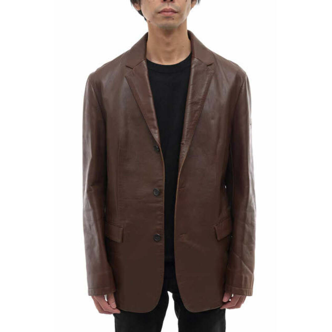 NEIL BARRETT(ニールバレット)のニールバレット／NEIL BARRETT テーラードジャケット ブレザー JKT アウター メンズ 男性 男性用レザー 革 本革 ブラウン 茶  3つボタン シングルブレスト メンズのジャケット/アウター(ダッフルコート)の商品写真