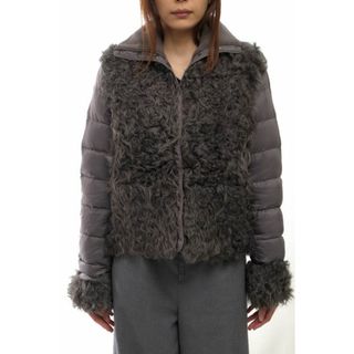 モンクレール(MONCLER)のモンクレール／MONCLER ダウンジャケット JKT アウター レディース 女性 女性用ナイロン グレー 灰色  IVRAIE カルガンラムファー(ロングコート)