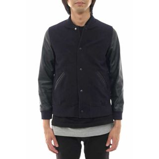 アーペーセー(A.P.C)のアーペーセー／A.P.C. スタジャン ブルゾン ジャケット JKT アウター メンズ 男性 男性用ウール 毛 レザー 革 ネイビー 紺  アワードジャケット リブ(ダッフルコート)