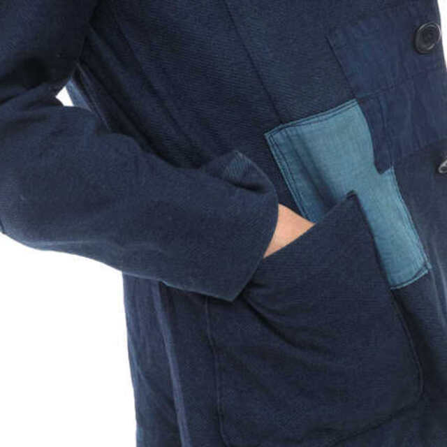 BLUE BLUE(ブルーブルー)のブルーブルー／BLUE BLUE テーラードジャケット ブレザー JKT アウター メンズ 男性 男性用コットン 綿 キャンバス ブルー 青  パッチワーク シングルブレスト メンズのジャケット/アウター(ダッフルコート)の商品写真