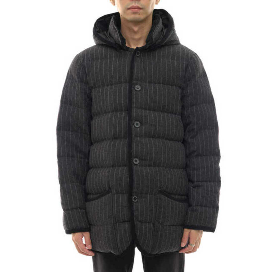 毛88％ナイロン12％裏地トラディショナル ウェザーウェア／Traditional Weatherwear ダウンジャケット JKT アウター メンズ 男性 男性用ウール 毛 グレー 灰色  WAVERLY DOWN チョークストライプ フード付き