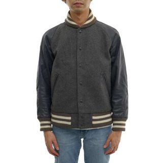 ビームス(BEAMS)のビームス／BEAMS スタジャン ブルゾン ジャケット JKT アウター メンズ 男性 男性用ウール 毛 レザー 革 グレー 灰色  11-18-1027-202 アワードジャケット リブ 中綿(ダッフルコート)