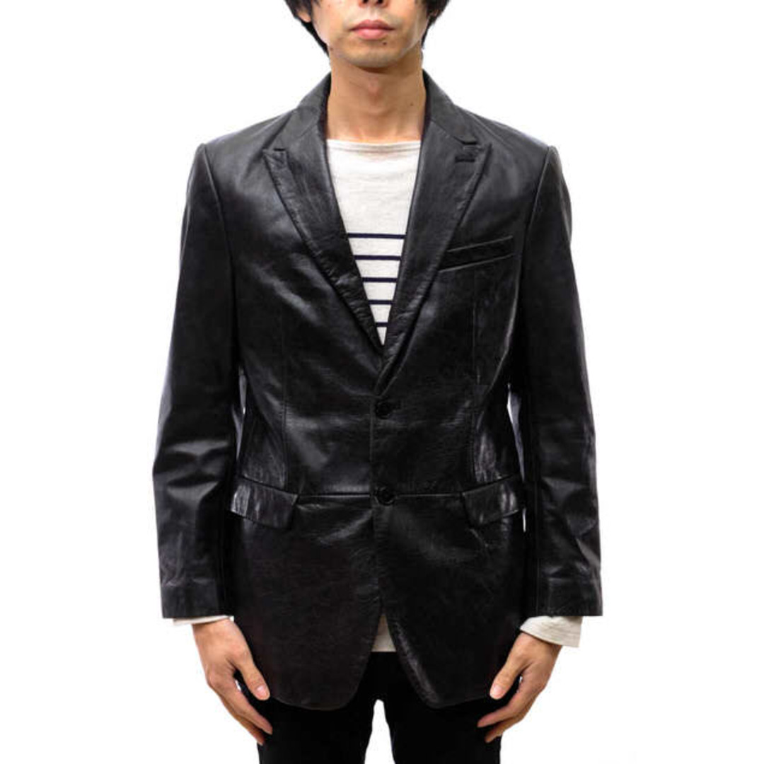 ディーケーエヌワイ／DKNY テーラードジャケット ブレザー JKT アウター メンズ 男性 男性用レザー 革 本革 ブラック 黒  ピークドラペル シングルブレスト