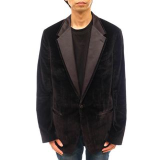 ドルチェアンドガッバーナ(DOLCE&GABBANA)のドルガバ／DOLCE＆GABBANA テーラードジャケット ブレザー JKT アウター メンズ 男性 男性用コットン 綿 キャンバス ブラック 黒 フォーマル仕様 パーティー シングルブレスト ベロア(ダッフルコート)